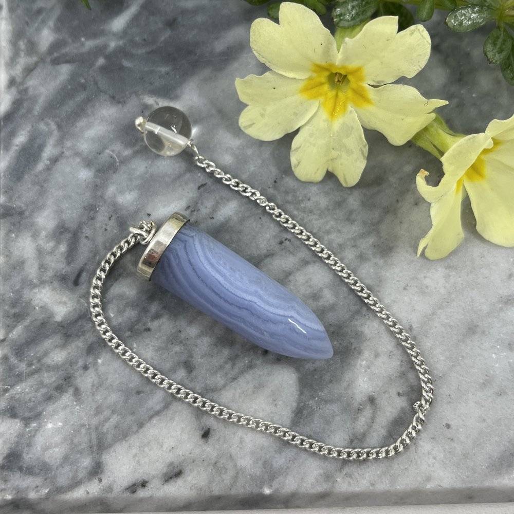 Blue lace agate pendulum new arrivals